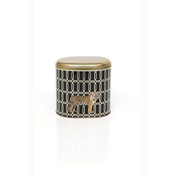 Evle EF004-F3 Safari Tiger Desenli Oval Metal Saklama Kabı