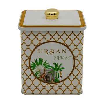 Evle ER023-7I Forrest Yellow Urban Desenli Kare Metal Saklama Kabı