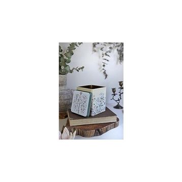 Evle ER024-2E Botanica Yellow Desenli Kare Metal 12x12 cm Saklama Kabı