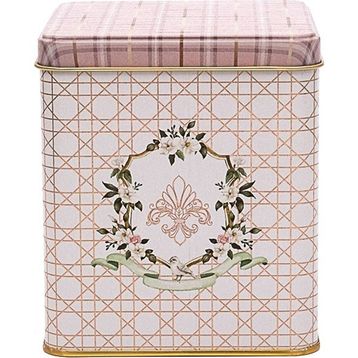 Evle ER024-U7 Rosy Desenli Kare Metal Saklama Kabı
