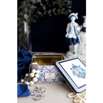 Evle ER026-2H Azulejos Hello Desenli 16X16 CM Kare Metal Saklama Kabı