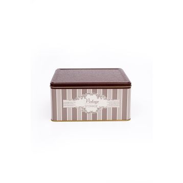 Evle ER029-8B Elegance Burgundy Desenli Kare Metal Saklama Kabı