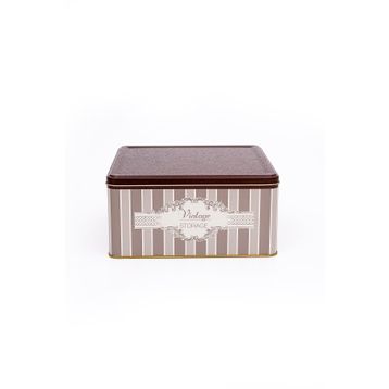Evle ER029-8B Elegance Burgundy Desenli Kare Metal Saklama Kabı