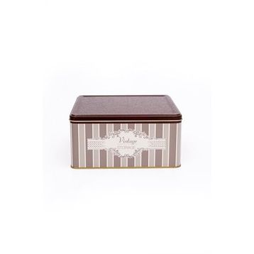 Evle ER029-8B Elegance Burgundy Desenli Kare Metal Saklama Kabı