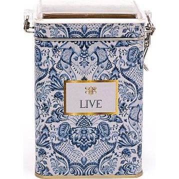 Evle ER043-4B Azulejos Live Desenli Dikdörtgen Metal Saklama Kabı