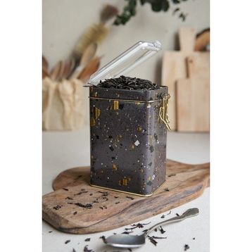 Evle ER043-8G Terrazzo Brown Desenli Dikdörtgen Metal Saklama Kabı