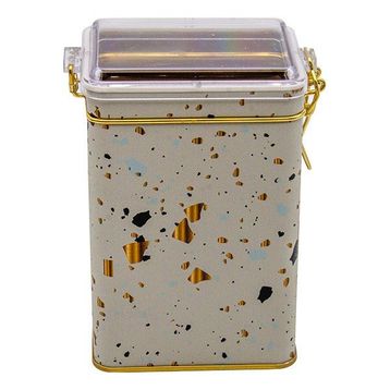 Evle ER043-9G Terrazzo Cream Desenli Dikdörtgen Metal Saklama Kabı