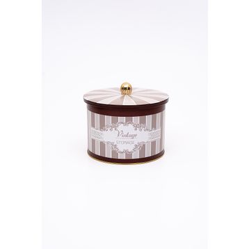 Evle ER145-8B Elegance Burgundy Desenli Yuvarlak Metal Saklama Kabı