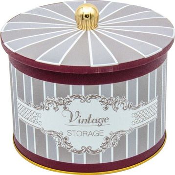 Evle ER145-8B Elegance Burgundy Desenli Yuvarlak Metal Saklama Kabı