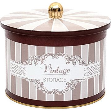 Evle ER145-8B Elegance Burgundy Desenli Yuvarlak Metal Saklama Kabı