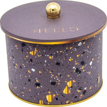 Evle ER145-8G Terrazzo Brown Desenli Yuvarlak Metal Saklama Kabı