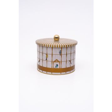 Evle ER145-T7 Bird Cage Desenli Yuvarlak Metal Saklama Kabı