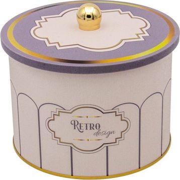 Evle ER145-U6 Retro Desenli Yuvarlak Metal Saklama Kabı