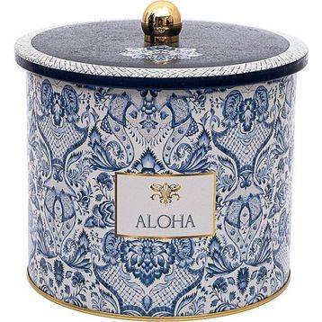 Evle ER146-3H Azulejos Aloha Desenli Yuvarlak Metal Saklama Kabı