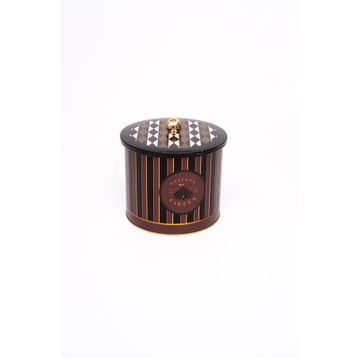 Evle ER146-9E Circus Black Desenli Yuvarlak Metal Saklama Kabı