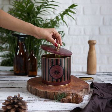 Evle ER146-9E Circus Black Desenli Yuvarlak Metal Saklama Kabı