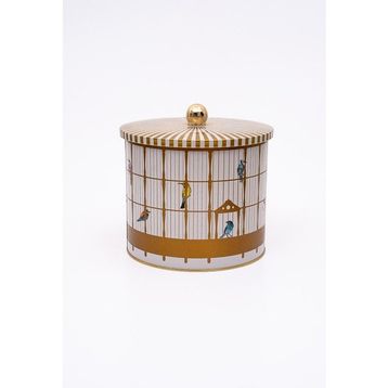 Evle ER146-T7 Bird Cage Desenli Yuvarlak Metal Saklama Kabı