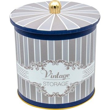 Evle ER147-5B Elegance Blue Desenli Yuvarlak Metal Saklama Kabı