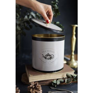 Evle ER147-8F Azura Tea Desenli Yuvarlak Metal Saklama Kabı