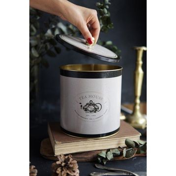 Evle ER147-8F Azura Tea Desenli Yuvarlak Metal Saklama Kabı