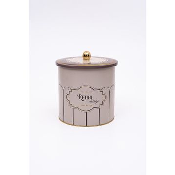 Evle ER147-U6 Retro Desenli Yuvarlak Metal Saklama Kabı