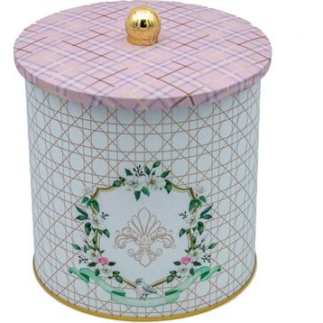Evle ER147-U7 Rosy Desenli Yuvarlak Metal Saklama Kabı