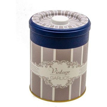 Evle ER188-4D Elegance Garlics Desenli Yuvarlak Metal Saklama Kabı