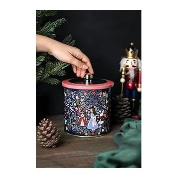 Evle ER188-9A Tales Alices Desenli Yuvarlak Metal 14x15 cm Saklama Kabı