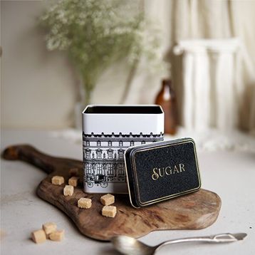 Evle ER205-3A City Sugar Desenli Kare Metal Saklama Kabı