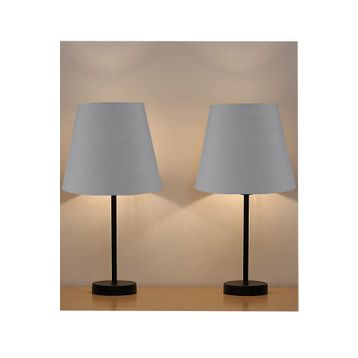 EVLight Black 2'li Abajur Metal Masa Lambası Antrasit