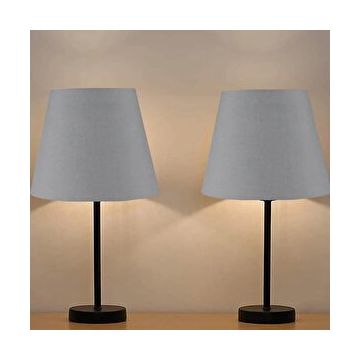 EVLight Black 2'li Abajur Metal Masa Lambası Antrasit