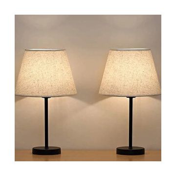 EVLight Black 2'li Metal Masa Lambası Krem Abajur