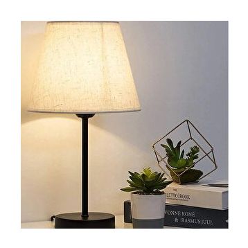 EVLight Black Tekli Metal Masa Lambası Krem Abajur