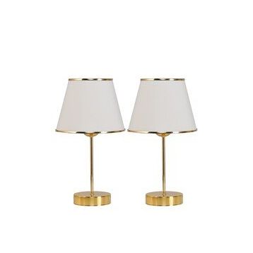 EVLight Mirza 2'li Krem Metal Ayaklı Gold Abajur Masa Lambası