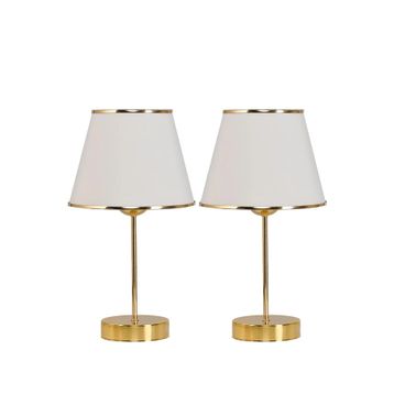 EVLight Mirza 2'li Krem Metal Ayaklı Gold Abajur Masa Lambası