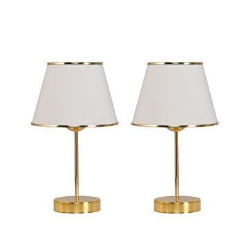 EVLight Mirza 2'li Krem Metal Ayaklı Gold Abajur Masa Lambası