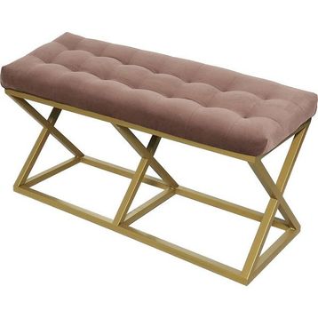 Evodeko Altın Ayaklı Kahverengi Bench Puf