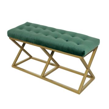 Evodeko Altın Yeşil Bench Puf