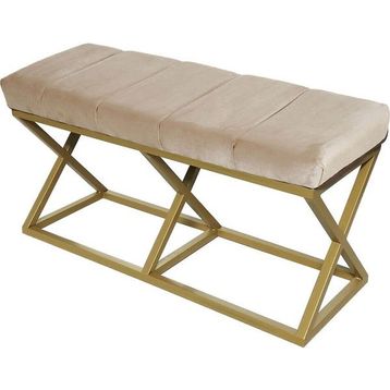 Evodeko Beyaz Altın Bench Puf