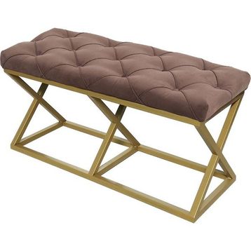 Evodeko Gold Bench Açık Kahverengi Puf