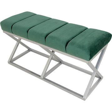 Evodeko Gümüş Ayaklı Yeşil Bench Puf