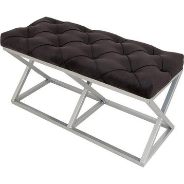 Evodeko Kapitone Siyah Gümüş Bench Puf