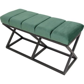 Evodeko Siyah Ayaklı Yeşil Bench Puf
