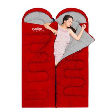Evolite Camper Pro SQ Birleştirilebilir 2 Kişilik Kırmızı Uyku Tulumu