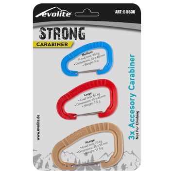 Evolite Strong Bej-Kırmızı-Mavi 3'lü Karabina Seti
