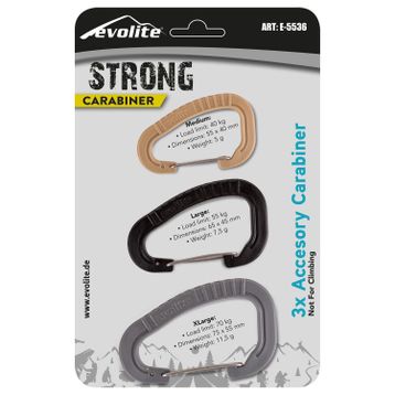 Evolite Strong Gri-Siyah-Bej 3'lü Karabina Seti