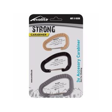 Evolite Strong Gri-Siyah-Bej 3'lü Karabina Seti