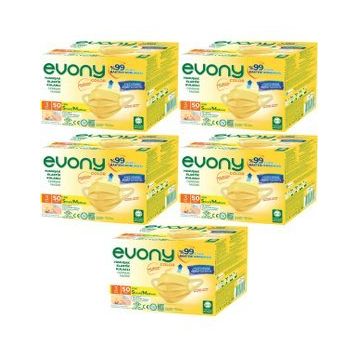 Evony 3 Katlı Yumuşak Elastik Kulaklı S/M 250 Adet Sarı Maske