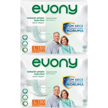 Evony Bel Bantlı Tekstil Yüzey M 2x30 60 Adet Yetişkin Hasta Bezi