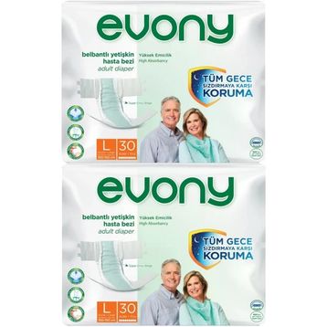 Evony Bel Bantlı Tekstil Yüzey M 2x30 60 Adet Yetişkin Hasta Bezi